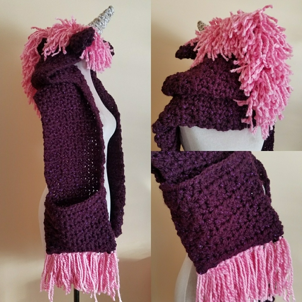 Custom Made Unicorn Hood Scarf Combo Poncho Child - Picture 5 of 5